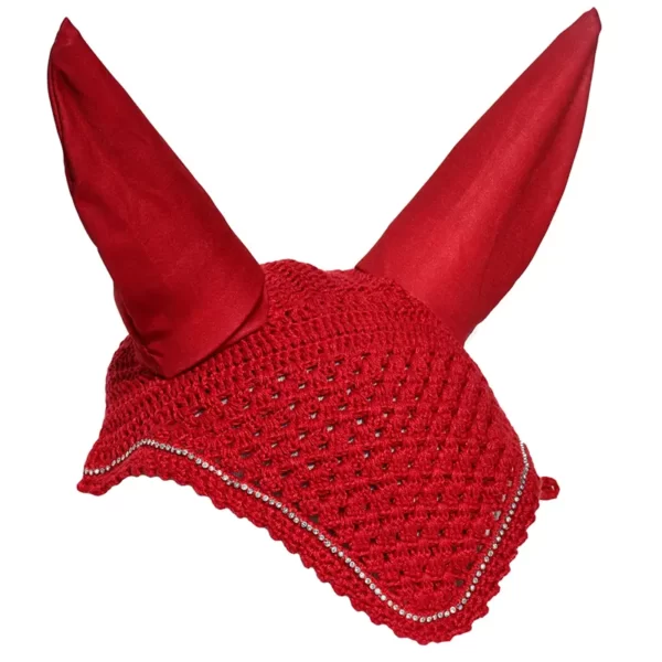 Rhinegold Diamante Fly Hood/Noise Muffler Rose Red