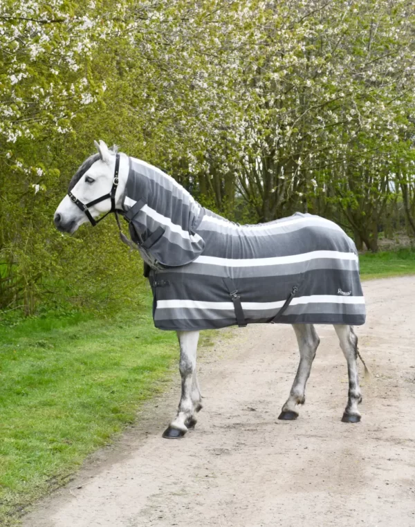 Rhinegold Full Neck Combo Fleece Rug - Grey Stripe