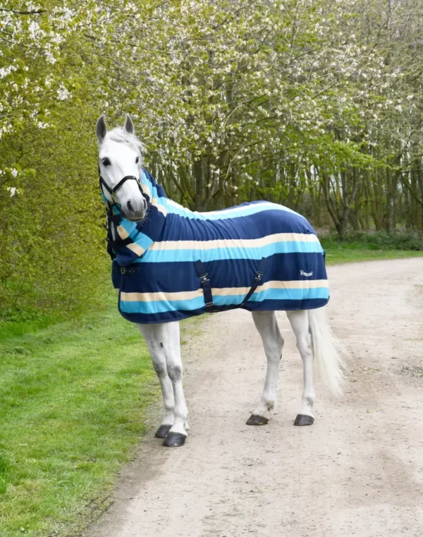 Rhinegold Full Neck Combo Fleece Rug - Turquoise Stripe